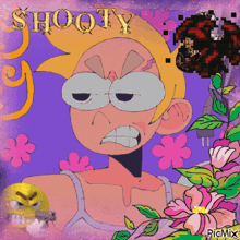 a picture of a cartoon character with the word shooty on it