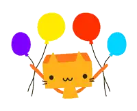 a cartoon cat is holding balloons in its paws