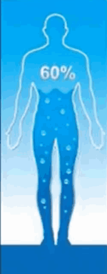 a silhouette of a person with a 60 % water content in their body