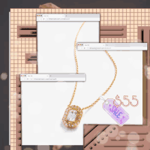 a gold necklace with a tag that says $ 55 sale