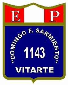 a blue and red emblem with the number 1143