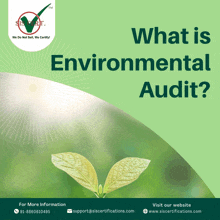 a green poster that says what is environmental audit on it