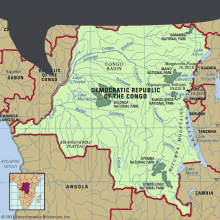 a map of the democratic republic of the congo showing the location of a national park