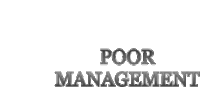 a logo for poor management is shown on a white background