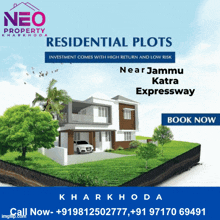 an advertisement for neo property kharkhoda residential plots