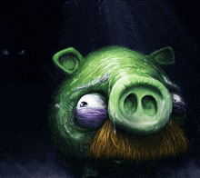 a cartoon pig with a beard is looking at the camera