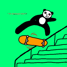 a drawing of a panda bear on a skateboard