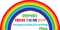 a rainbow with the words vamos todos ficar bem written on it