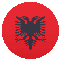 a red circle with a black eagle in the center