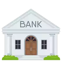 a white bank building with the word bank on the front