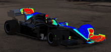 a computer generated image of a race car with the letters r and l visible