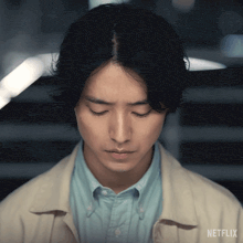 a close up of a man 's face with the word netflix on the bottom