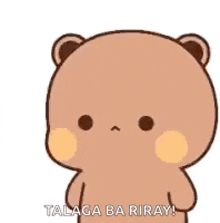 a cartoon teddy bear with chinese writing on it 's face is standing next to a white background .