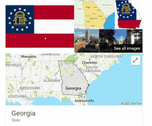 a map of the state of georgia is shown along with the flag