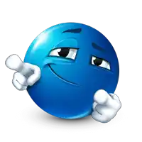 a blue smiley face is pointing to the left