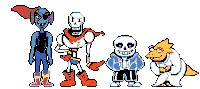 a pixel art drawing of undertale characters including papyrus and sans