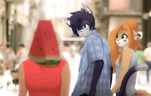 a couple of furry characters standing next to each other