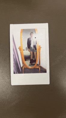 a picture of a person taking a picture of themselves in front of a mirror