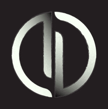 a white circle with the letter d in the middle