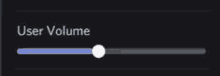 a black screen with a white circle and the words user volume on it