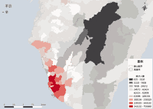 a map of a foreign country with numbers in chinese on it