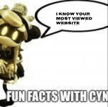 a cartoon character with a speech bubble that says `` i know your most viewed website `` .