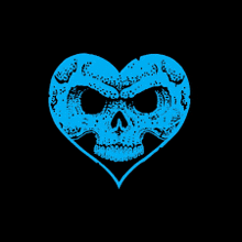 a blue skull in the shape of a heart