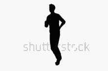 a silhouette of a man walking on a white background with shutterstock written in the bottom right corner