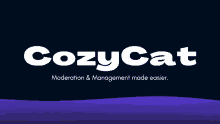 a cozycat logo on a purple background