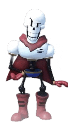 papyrus from undertale is a skeleton with a cape and boots .