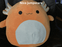 a stuffed animal with the name nico jumpscare on the bottom