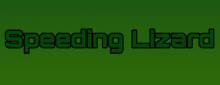 a green background with the words speeding lizard written in black