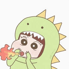 a drawing of a person in a dinosaur costume