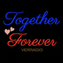 a neon sign that says together forever with two hearts