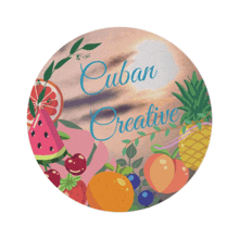 a cuban creative logo with fruits and flowers