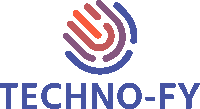 a logo for techno-fy with a hand and a sound wave