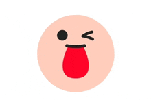 a cartoon face with a red tongue sticking out of it