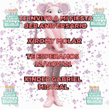 a birthday invitation in spanish with a pink ballerina