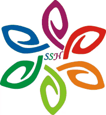 a colorful logo for ssh with a flower in the middle