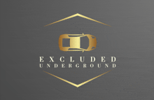 a logo for excluded underground with a gold car