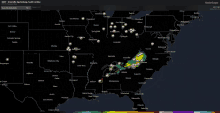 a radarscope map of the united states shows a rainbow of colors