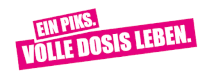 a pink and white sign that says ein piks volle dosis leben