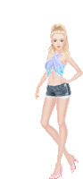 a drawing of a woman wearing shorts and a halter top