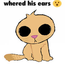 a drawing of a cat with the words " whered his ears " behind it