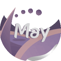 a purple and pink circle with the word may on it