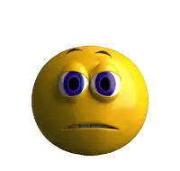 a yellow smiley face with blue eyes and a surprised look on his face