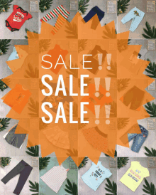 a collage of children 's clothing with the words sale sale sale written on it