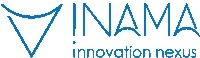 a blue logo for vinama innovation nexus with a white background