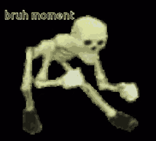 a pixelated image of a skeleton with the words bruh moment written below it