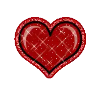 a red heart with a black outline and sparkles around it
